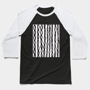 Abstract Black And White Swirling Chains Baseball T-Shirt